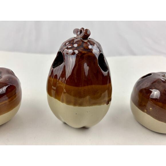 VTG  3 pc Pottery Brown Drip Glaze Kitchen Utensil Holder Taiwan 1970's - Picture 5 of 12